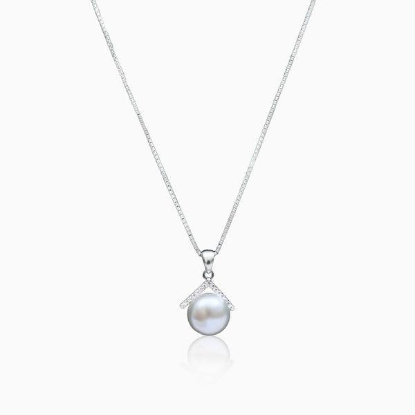 Silver Hill-Top Pearl Pendant