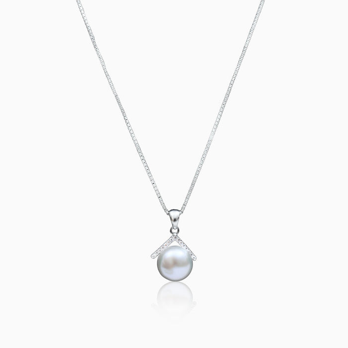 Silver Hill-Top Pearl Pendant
