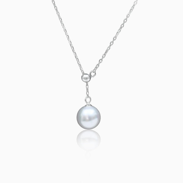 Silver Pearl Drop Adjustable Necklace