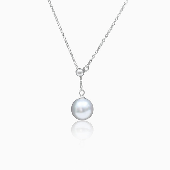 Silver Pearl Drop Adjustable Necklace