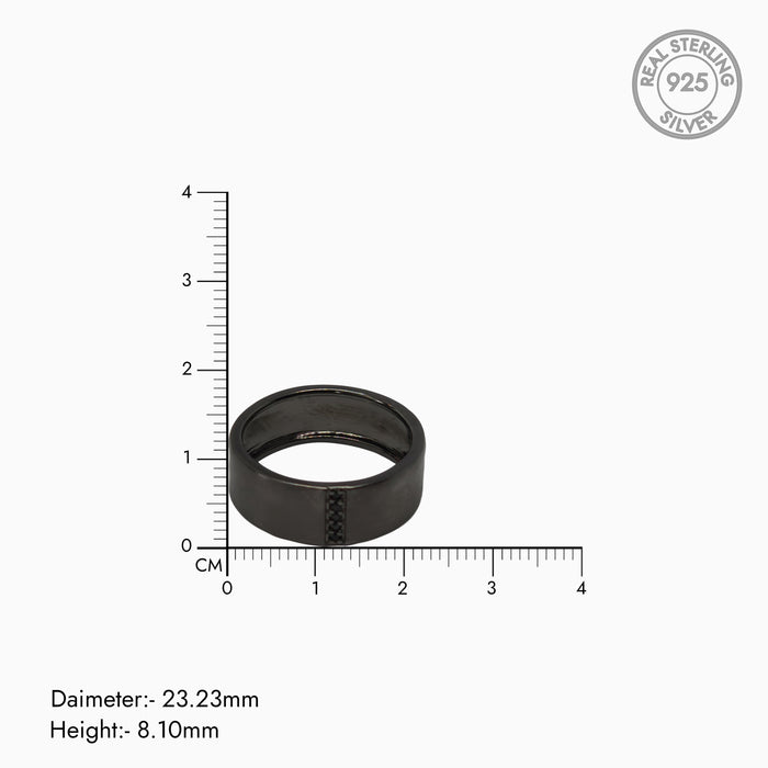 Silver Matt Black Unisex Band Ring