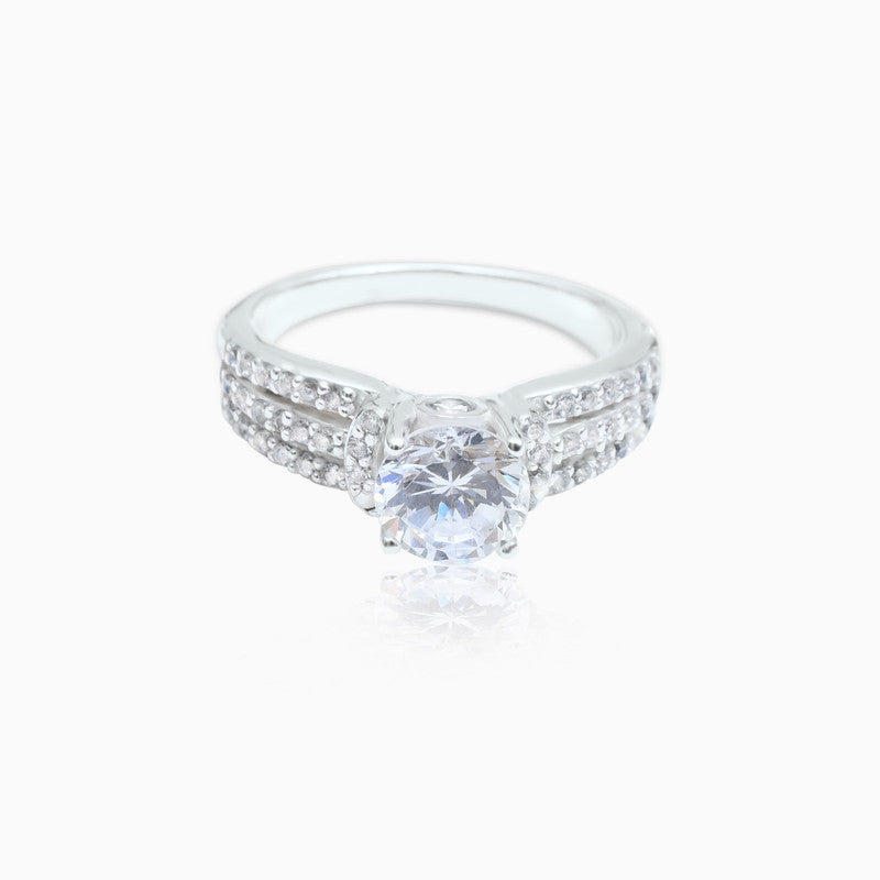 Silver Sparkling Solitaire Ring