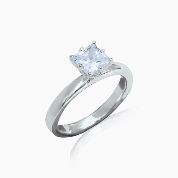 Silver Solitaire Ring
