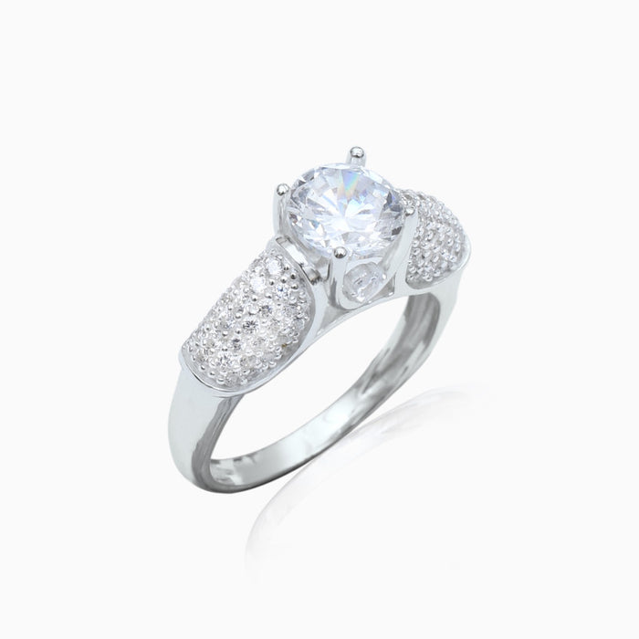 Silver Royal Sparkling Solitaire Ring