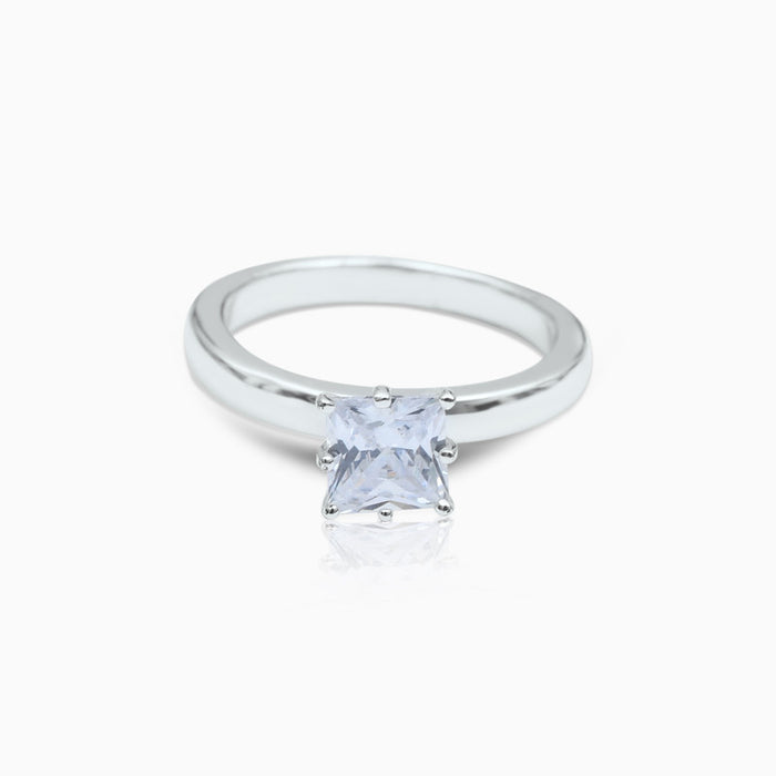 Silver Solitaire Ring