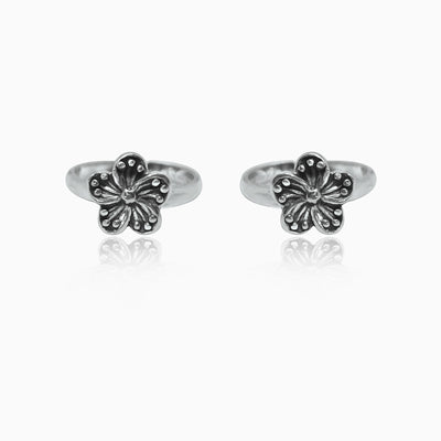 Oxidised Silver Lucid Flower Toe Rings