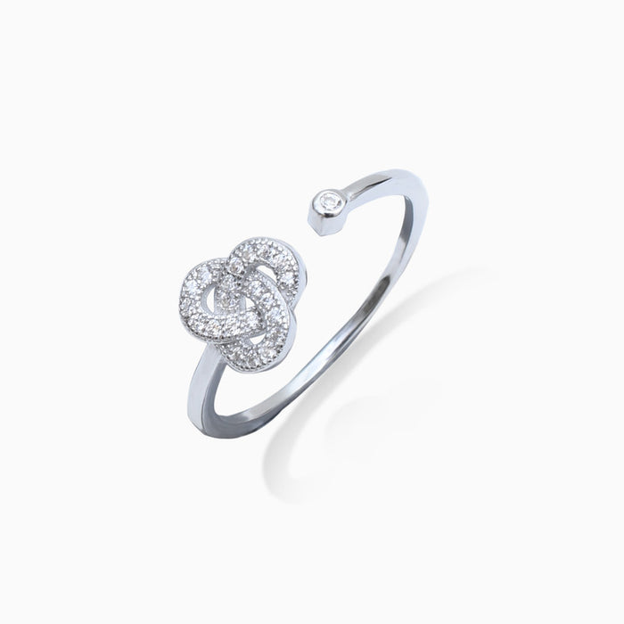 Silver Sparkling Knot Ring