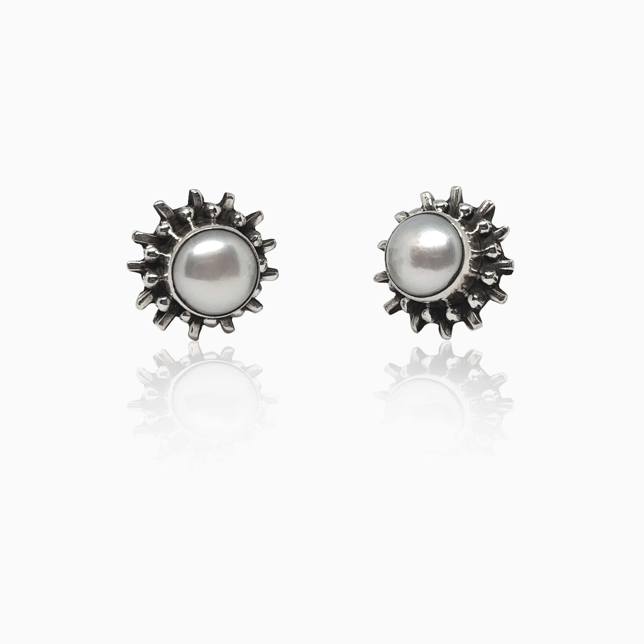 Silver Sunshine Pearl Earrings
