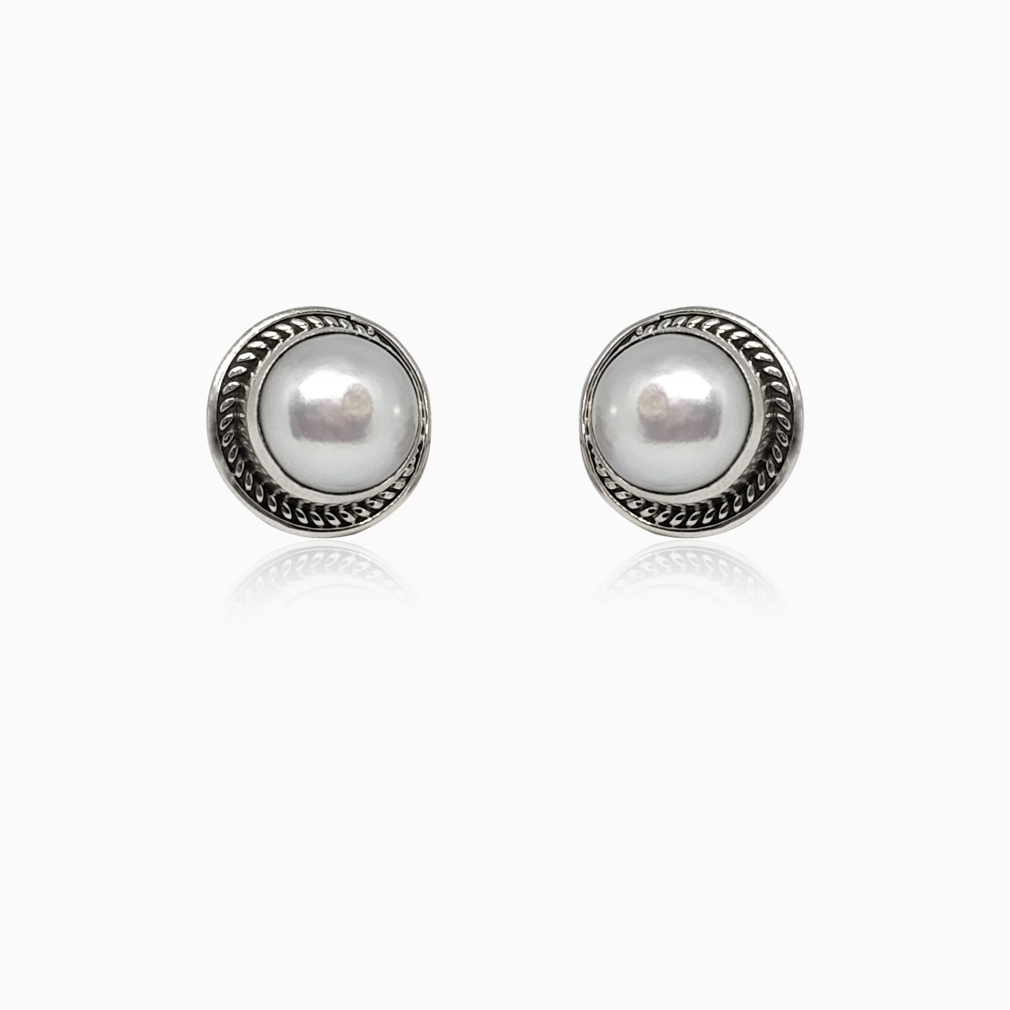 Silver Omega Pearl Earrings