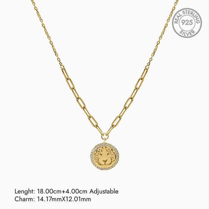 Silver Gold Sparkling Tigeress Necklace