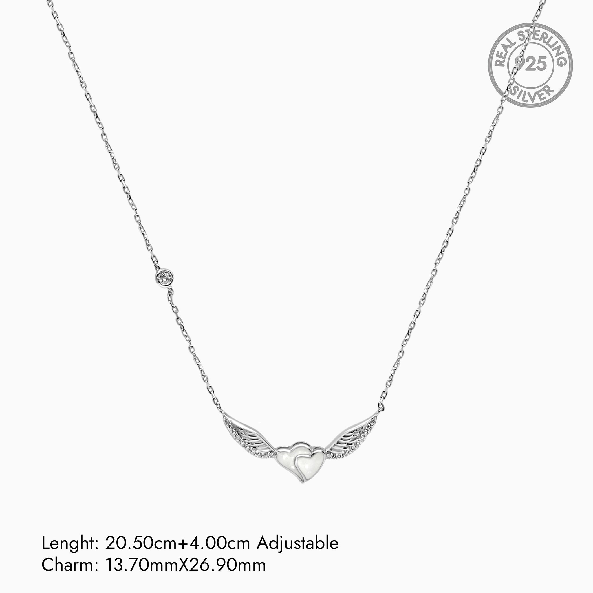 Silver Fly High Love Hearts Necklace