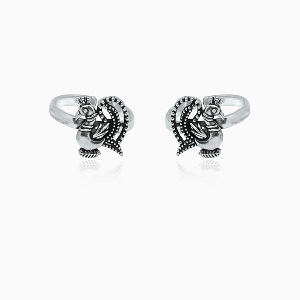 Silver Peacock Toe Ring