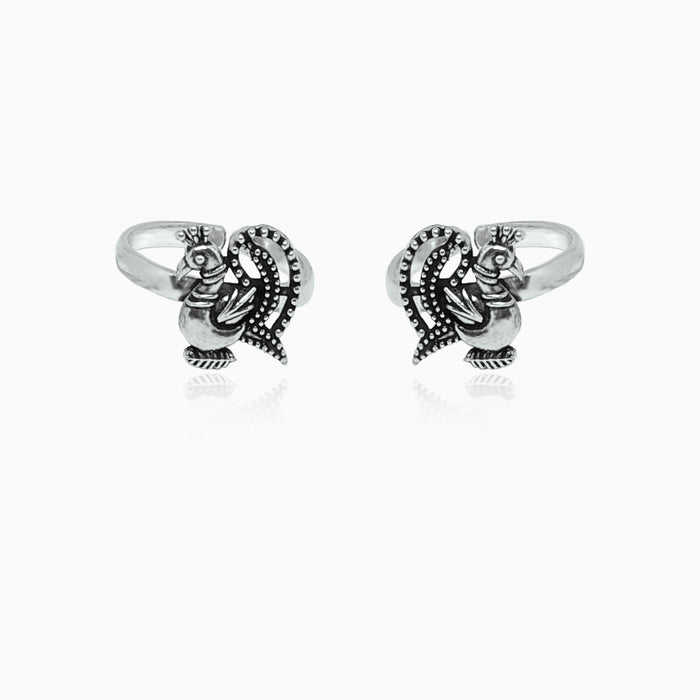 Silver Peacock Toe Ring